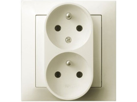 IMPRESJA Gniazdo podwójne z uziemieniem z funkcją niezamienności faz kompletne z ramką ecru GP-2YC/27 OSPEL