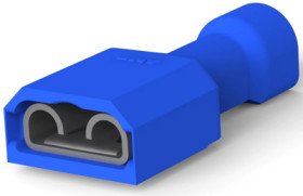 Insulated flat plug sleeve, 6.35 x 0.81 mm, 1.31 to 2.08 mm², AWG 16 to 14, brass, tin-plated, blue, 3-350819-2