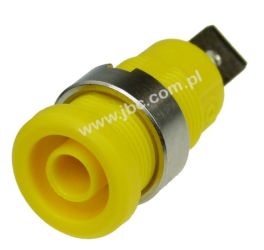 3266-I-GE Gniazdo bezp. 4mm, konekt.6,3mm, 36A, żółte mont. nakręt. M12, 1kV/kat.III, 600V/kat.IV, ELECTRO-PJP, 3266
