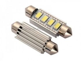 Żarówka sam. 4 LED 12V C5W [ biała zimna ]