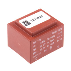 Transformator do druku 2 x 12V ac 230V ac 2 wyjścia Do montażu na płytce drukowanej 1.5VA