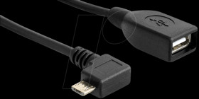 83271 USB micro-B plug 90° angle &gt; USB-A socket OTG 50 cm