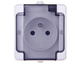 BRYZA Gniazdo hermetyczne pojedyncze z/u IP54 z klapką dymną białe 181432 /20szt./