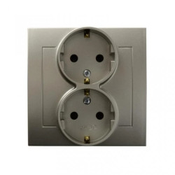 KIER Gniazdo podwójne z/u Schuko satyna light GP-2WS/45