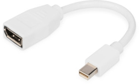 Adapter cable, 0.15 m, white, Mini-DisplayPort plug, straight to DisplayPort 1.2 socket, straight, DB-340405-001-W