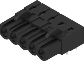 Socket header, 5 pole, pitch 5.08 mm, angled, black, 2566620000