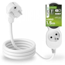 Przedłużacz Sieciowy Kabel z Uziemieniem Listwa Zasilająca 3 Gniazda 1.5m Biały Sznur Lendo Lumiled