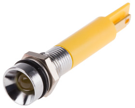 Lampka kontrolna do montażu panelowego 230V ac, Żółta 8mm LED Chrom RS PRO