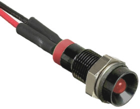 Lampka kontrolna do montażu panelowego 24V dc, czerwona 6mm LED Wyprowadzenia RS PRO