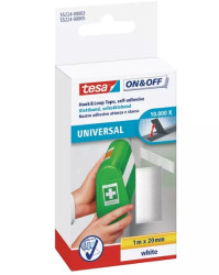 Taśma rzepowa szerokość 20mm, typu: haczyk-pętelka Biały Tesa długość 1m