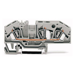 WAGO 282-694 8mm 3-cond. Through Trm. Block with Test Point Blue AWG 24-10