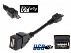 PRZEJŚCIE GNIAZDO USB A - WTYK MICRO USB OTG ADAPTER (KABEL 14CM) (ZLUSB GNA/WTMIC-OTGKAB)