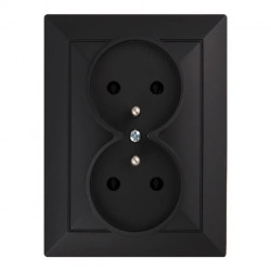 Gniazdo podwójne p/t 2x2P+Z Pearl, 16A, 250V, PT-6 P, czarny,OR-OE-7706/K/B