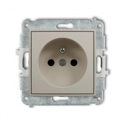 ICON Mechanizm gniazda pojedynczego z uziemieniem 2P+Z (przesłony torów prądowych) taupe 60IGP-1zp