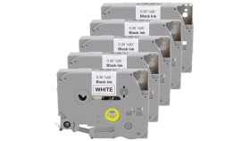 Taśma 5X Tze-221 Do Drukarki Brother 9Mm 8M Biała Taśma Czarny Nadruk /5Szt./