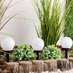 Lampa Solarna Ogrodowa LED ATRIS Wbijana Biała Kula 10cm LUMILED