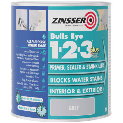 Zinsser ZN7190353D1 Bulls Eye&#xAE; 1-2-3 Plus Primer Sealer &amp; Stain Killer Grey 1l