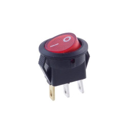 Przełącznik AC, czerwony, podświetlany, mini