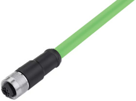 Sensor actuator cable, M12-cable socket, straight to open end, 4 pole, 5 m, PUR, green, 4 A, 77 4530 0000 50704 0500