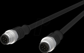 142MEA11100 Sensor cables, M12, 8-pin, plug > plug, 10 m