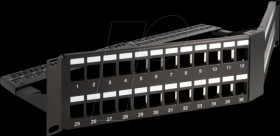 66977 19" Keystone Patch Panel, 48 Port, 2 U, angled, black