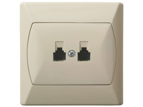 AKCENT Gniazdo telefoniczne podwójne równoległe beżowy GPT-2AR/01 OSPEL
