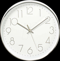 CLWA015PC30SR Wall clock, diameter: 300 mm, plastic, silver/white