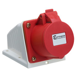 Europa ISS165N 415V 3P&#x2B;N&#x2B;E 16A Red IP44 Surface Socket 1 - 2.5mm Cross Section