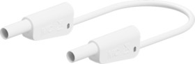 Measuring lead with (4 mm lamella plug, straight) to (4 mm lamella plug, straight), 750 mm, white, PVC, 1.0 mm², CAT II, CAT III