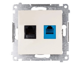 Simon 54 Gniazdo teleinformatyczne RJ45 kat.5e + RJ12 kremowe D5T.01/41