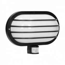 LASO, oprawa ogrodowa z czujnikiem ruchu 180, 1x60W, E27, IP44, plastik, czarna,LF-2/B