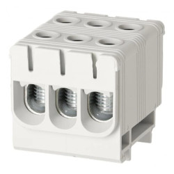 Blok rozdzielczy odgałęźny 3-polowy Al/Cu 2,5-50mm2 (max. 50mm2) na szynę TH35 szary FJ-E50/3 HEDO