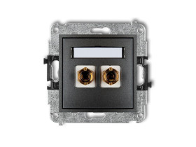 MINI Gniazdo głośnikowe pojedyncze (typu banan - czerwony i czarny pozłacany 4 mm2 do lutowania) grafitowy 11MGG-3 KARLIK