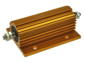 Rezystor; drutowy z radiatorem; R100W5%1R0; przykręcany; śruba z nakrętką; 100W; 1ohm; 5%; aluminiowa; osiowe; 65,5x47,5x26mm; A