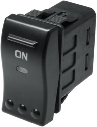 Rocker switch, black, 2 pole, On-Off, off switch, 10 A/24 VDC, IP66, illuminated, printed, 3251.0064