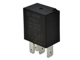 Przekaźnik; elektromagnetyczny samochodowy; HFV6/012ZS-T; 12V; DC; 1 styk przełączny; 10/20A; 27V DC; z konektorami; bez uchwytu