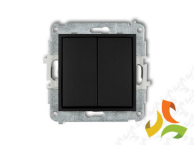 MINI Wyłącznik podwójny świecznikowy zwierny przycisk (dwa klawisze bez piktogramów wspólne zasilanie) czarny mat 12MWP-44.1 KAR