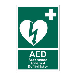 Znak warunków bezpieczeństwa, Winyl, Zielony/biały, "Automated External Defibrillator