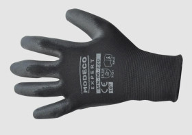 RĘKAWICE POLIESTROWE POWL. POLIURETANEM CZARNYM ROZMIAR 9 CE MN-06-220/9 /12par/