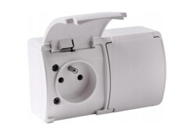 GNIAZDO PODWÓJNE BIAŁE Z/U NA TYNKOWE