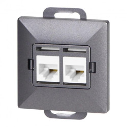 Gniazdo 2xRJ45 Cat5 Pearl, RJ45-5CAT/P2, antracyt,OR-OE-7715/2/A