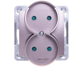 IMPRESJA Gniazdo podwójne b/u z przesłonami tytan GP-2YRP/m/23