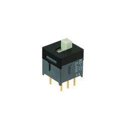 Przełącznik suwakowy, DPDT, montaż PCB, 100 mA przy 28 V AC/DC, -30 → +85°C, NKK Switches