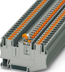 Knife disconnect terminal, push-in connection, 1.0-10 mm², 2 pole, 20 A, 6 kV, gray, 3212160
