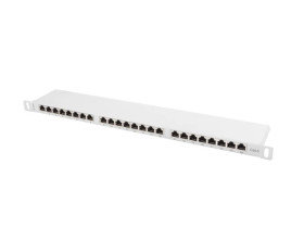Patch panel 24 PORT 0,5U kat.6 ekranowany szary PPS6-0024-S