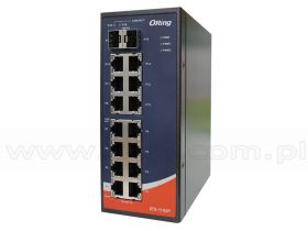 IES-1142P, Switch przemysłowy niezarządzalny, DIN, 14x 10/100 RJ-45 + 2x 100 SFP