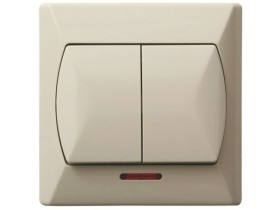 AKCENT Wyłącznik podwójny świecznikowy podświetlany beżowy ŁP-2AS/01 OSPEL