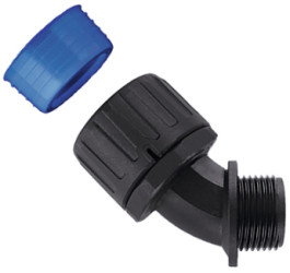 45° hose screw fitting, PG21, 23 mm, PA/TPE, IP66/IP67/IP68/IP69K, black, (L) 73 mm, 166-24009