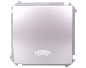 Simon Basic Łącznik jednobiegunowy z podświetleniem 10AX 250V, szybkozłącza, srebrny mat BMW1L.01/43