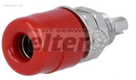 Gniazdo bananowe 4mm 32A 60VDC czerwone IBU401-RT